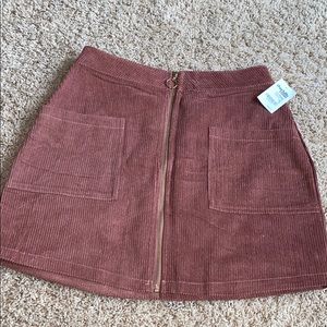 Corduroy Zip Skirt